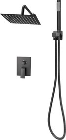 Kolumna Prysznicowa SucceBuy Zestaw Natryskowy z Kwadratową Głowicą Prysznicową 254 mm i Prysznicem Ręcznym, Zestaw Natryskowy Ścienny z Zaworem Mosiężnym