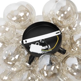 Designerska lampa sufitowa czarna z bursztynowym szkłem 6-świateł - Uvas