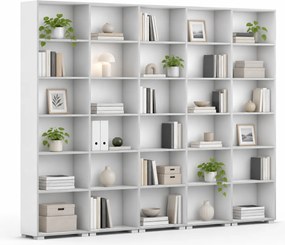 Biblioteka SILVER LINE, 5 kolumn, 2230 x 3000 x 400 mm, biały