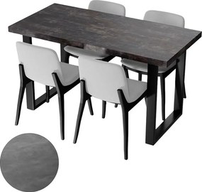 Stół Kuchenny Do Jadalni Loft Kolory Beton Ciemny Czarne Nogi