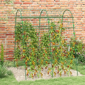 Outsunny Trellis, Podpora dla roślin pnących, Regulowane szpaler, Siatka roślinna, Konstrukcja roślinna do ogrodu, balkonu, stal, zielony, 144 x 167 x 206 cm