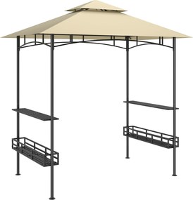 Outsunny Namiot Grillowy, Pawilon BBQ z 2 Półkami, Koszami, Haczykami, na Taras, Beżowy