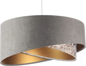 Szara welurowa lampa wisząca glamour K5-W05