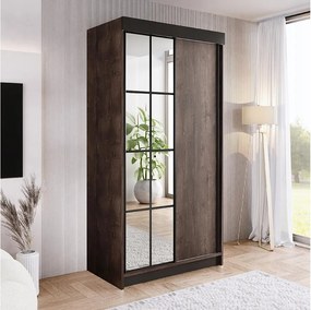 Szafa przesuwna z lustrem BARI 1 jesion ciemny 100