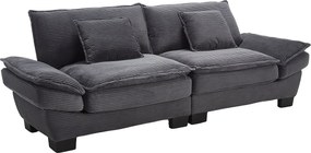 Sofa 2-osobowa - Sofa prosta z poduszkami - szara - do salonu i sypialni