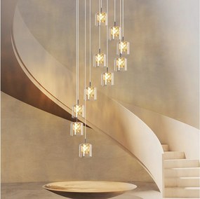 NETTLIFE Nowoczesna kryształowa lampa wisząca G9 do jadalni ze szkła z regulacją wysokości