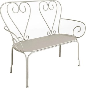 Ławka ogrodowa  z metalu w stylu kutego żelaza – Beżowa - GUERMANTES