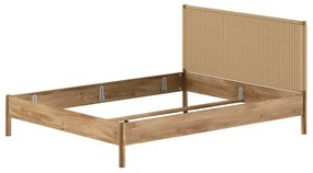 Łóżko dwuosobowe z litego drewna dębowego bez stelaża 160x200 cm w naturalnym kolorze Olive Rope – Vipack