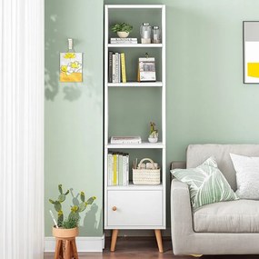 Regał stojący biały na książki półki wysoki skandynawski słupek szafa loft