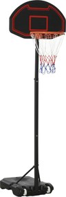 HOMCOM Kosz do Koszykówki, Regulowana Wysokość, Podstawa do Wypełnienia, Ultra Stabilny, Czarny, 131 x 49 x 195-250 cm