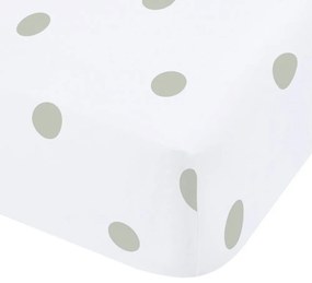 Białe/zielone flanelowe prześcieradło z gumką 90x190 cm Polka Dot – Catherine Lansfield