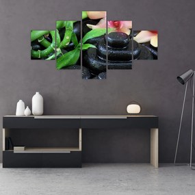 Obraz - Kamienie i orchidee (125x70 cm)