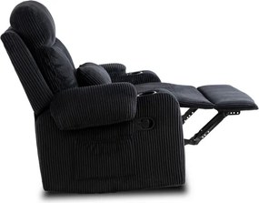 Fotel Rozkładany z Podnóżkiem TORRES Czarny Sztruksowy Nowoczesny