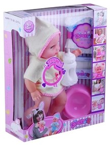 Lalka bobas w szlafroku butelka nocnik pampers gra