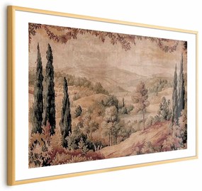Plakat Śródziemnomorski krajobraz 60x90 cm z ramą złotą z marginesem ARTGEIST B