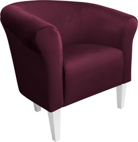 Fotel Milo tkanina Welur wygodny fotel tapicerowany do salonu i sypialni : Kolor nogi - Biała, Kolor tkaniny - VELVET - MG02, Wysokość nogi - 20 cm