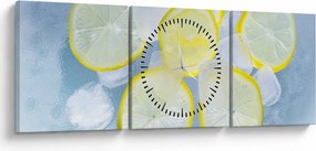 Obraz cytryn w lodzie (z zegarem) (90x30 cm)
