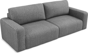Szara sztruksowa rozkładana/ze schowkiem sofa 252 cm Kona – Makamii