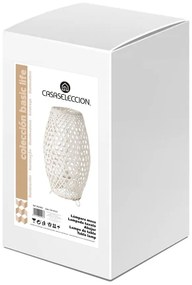 Biała bambusowa lampa stołowa (wys. 36 cm) – Casa Selección