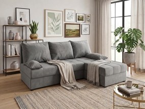 PROMOCJA Jasnoszara rozkładana narożna sofa ZENA, dwustronna II gatunek