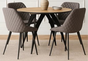 Nowoczesny stół Olmo okrągły rozkładany do jadalni średnica 100 / 120 cm – industrialny stół z trwałym blatem laminowanym