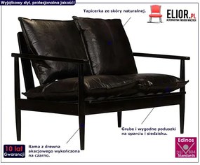 Elegancka skórzana sofa Canes - czarna