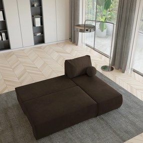 Masseno Narożnik PARVELO z funkcją spania i pojemnikiem na pościel Narozniki L, Rozkładana sofa - Brązowy, POSO 06 + KRONOS 06