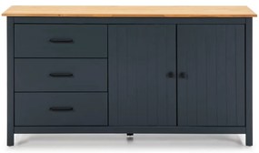 Ciemnoniebieska niska komoda z litego drewna sosnowego 150x80 cm Miranda – Marckeric