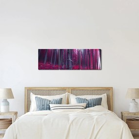 Obraz różowego lasu (z zegarem) (90x30 cm)