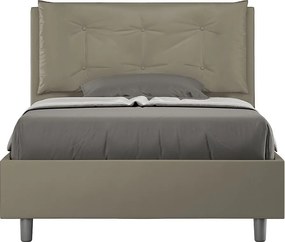 Łóżko wyposażone w stelaż z listwami tapicerowane 120x190 sztucznej skóry cappuccino Annalisa Large