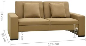 Dwuosobowa rozkładana sofa z ekoskóry cappuccino - Arroseta 2S