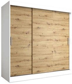 Szafa przesuwna 200 cm biały + dąb artisan - Erco 6X