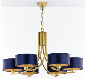 Jupiter 2095 - Żyrandol na łańcuchu ARTHUR 6xE27/15W/230V niebieski/złoty