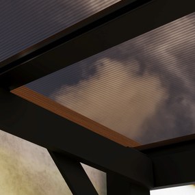 Outsunny Pergola Metalowa 3 x 3 m, Ogrodowa Pergola z Wodoodpornym Dachem, Wolnostojąca, Odporna na Wiatr, Z Ochroną UV, Ciemnoszara