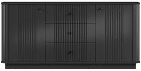 Komoda z szufladami Vesper 160 cm na cokole - czarny / czarne uchwyty