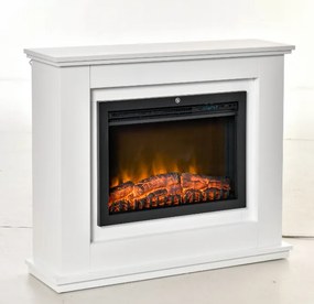 HOMCOM Elektryczny kominek, 3D LED płomienie, pilot, timer, MDF, Biały