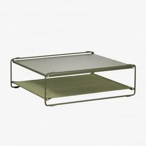 Stolik Pomocniczy Do Ogrodu, Który Można Przekształcić W Pufę, Wykonany Ze Stali Amaro Beż Tapioki - Głęboka Oliwkowa Zieleń - Sklum