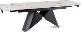 Ceramiczny stół z rozkładanym blatem Verona 160-240 cm, biały marmur/czarny