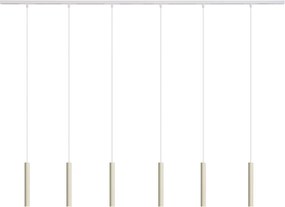 Nowoczesny system oświetleniowy szynowy z 6 lampami wiszącymi w kolorze beżowym i białym, jednofazowy - Slimline Keno