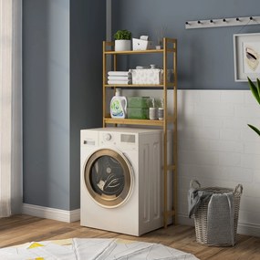 kleankin Regał łazienkowy Regał na toaletę, 3 półki, wodoodporny, 68 cm x 20 cm x 165 cm, Naturalny