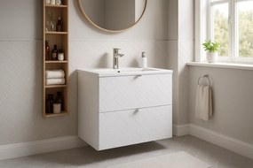 Biała szafka z 2 szufladami pod umywalkę 80 cm H2-L75
