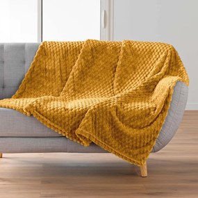 Koc z mikfroflaneli w kolorze ochry 125x150 cm Mini Frosty – douceur d'intérieur