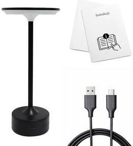 Lampka nocna czarna, ładowanie, bezprzewodowa TAVOLO Black