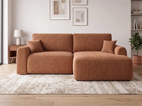 Rozkładana dwustronna sofa w kształcie L NORDEN TILIA 250x140 cm, terakotowa