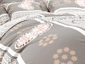 PrzytulneMieszkanie.pl PrzytulneMieszkanie.pl Bawełniana pościel HEART RETRO BLEND szara kieszeń hotelowa Rozmiar pościeli: 70 x 90 cm | 140 x 200 cm