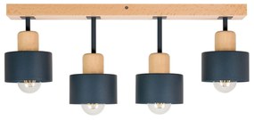 Antracytowa lampa sufitowa, czteropunktowy spot DAN60x7BU z drewna i m