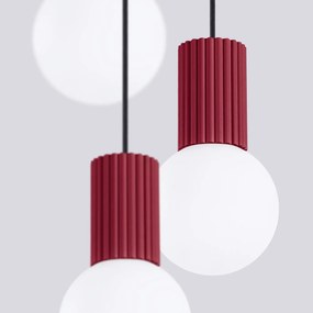 Lampa wisząca HALO 3P burgund ryflowana SOLLUX  LIGHTING