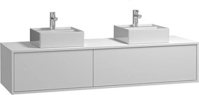 Szafka łazienkowa wisząca biała z dwoma umywalkami - szer. 150 cm - ISAURE II