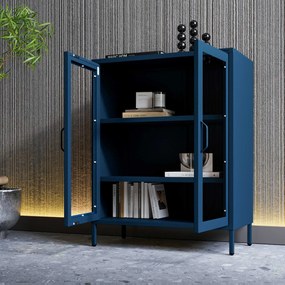 Witryna przeszklona niska granatowa: Modern GINA, 800 x 1015 x 400 mm