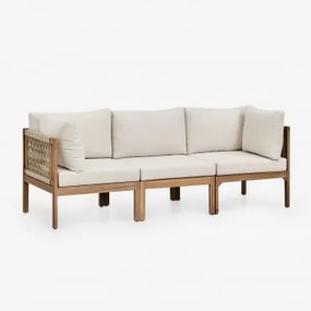 Branson 3-częściowa Modułowa Sofa Ogrodowa Z Podłokietnikami Z Drewna Akacjowego Gardenia Biel & Akacja Brąz - Sklum
